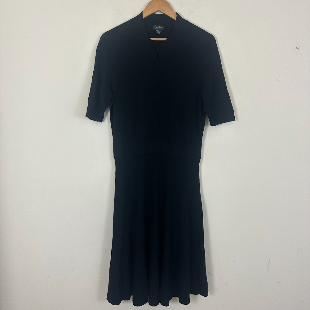 Lord & Taylor Sweater Dress Black Extra Fine VTG Merino Wool 3/4 Sleeve XL Read